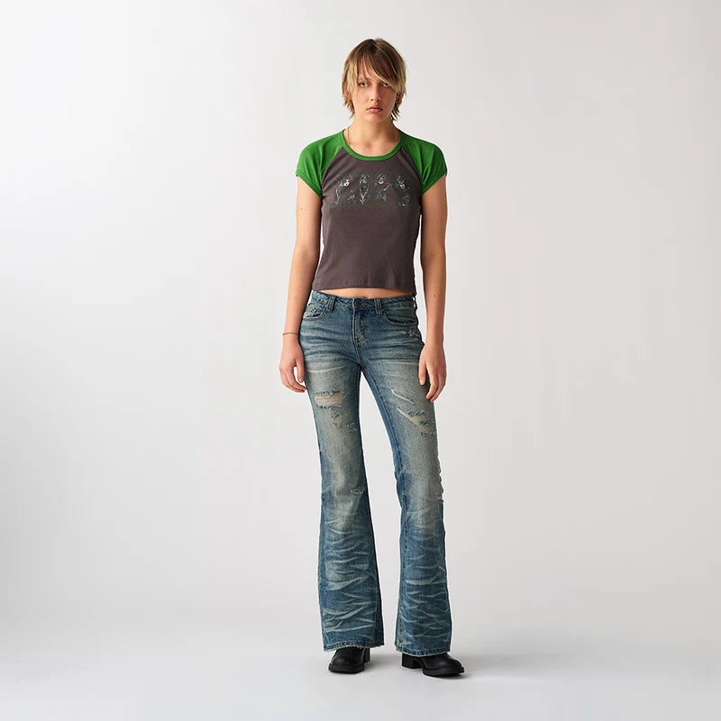 KISS Beth Crop Raglan T-Shirt Girlie Shirt 455583