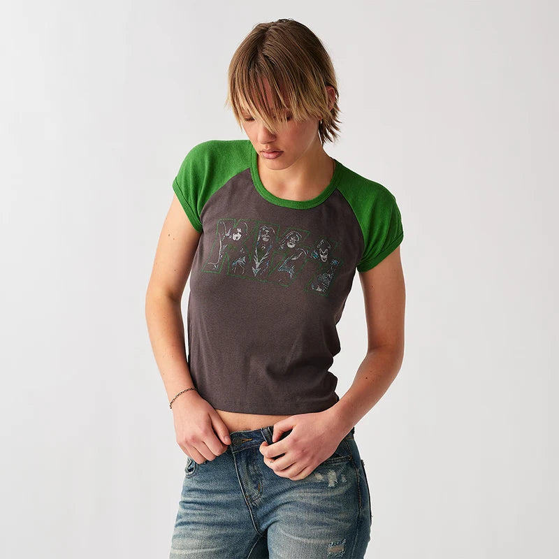 KISS Beth Crop Raglan T-Shirt Girlie Shirt 455585