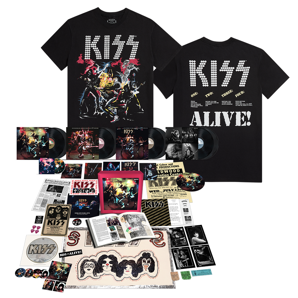 Kiss Alive! 50th Anniversary Super Deluxe 8LP + Blu-ray Audio + ALIVE! Track List T-Shirt 427530