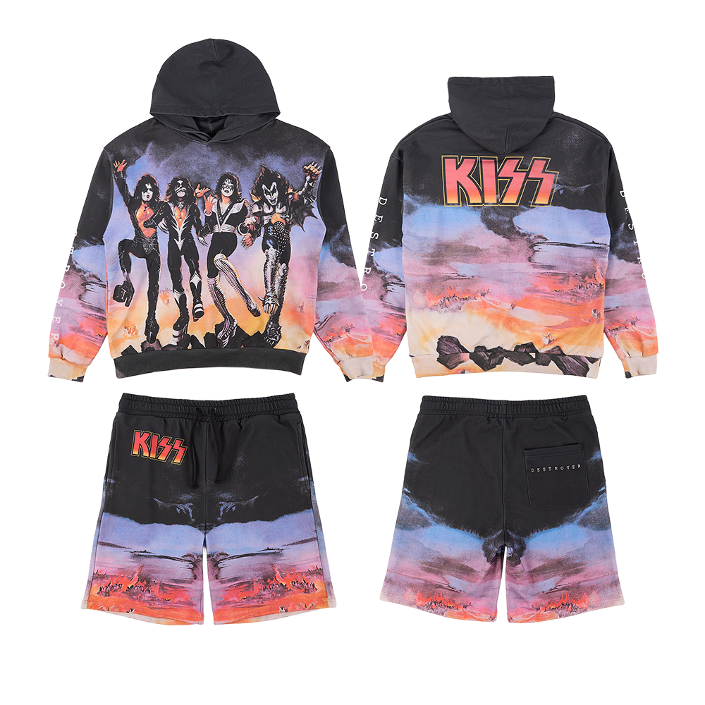 Kiss Destroyer 50th Anniversary Hoodie + Destroyer 50th Anniversary Shorts Sets 447636