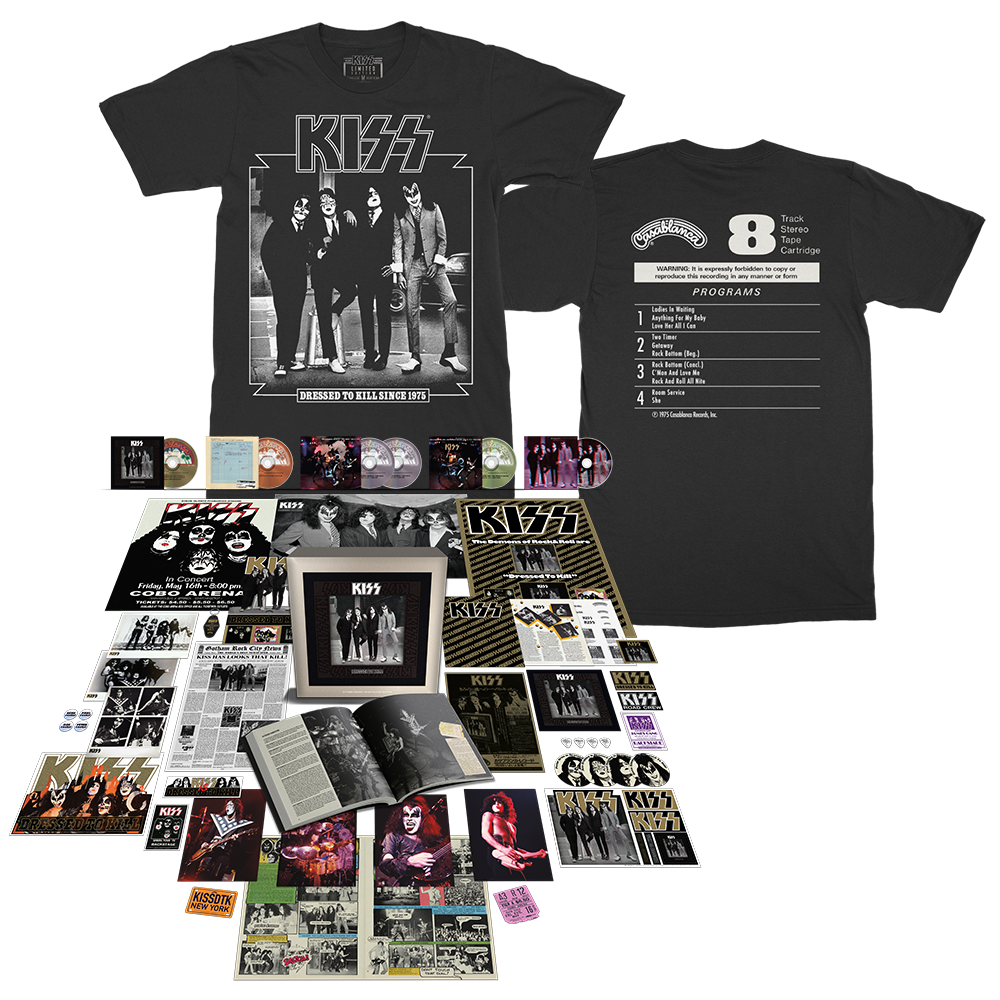 Kiss Dressed To Kill 50th Anniversary Super Deluxe 5CD + Blu-ray Audio + Dressed To Kill Since 1975 T-Shirt 423848