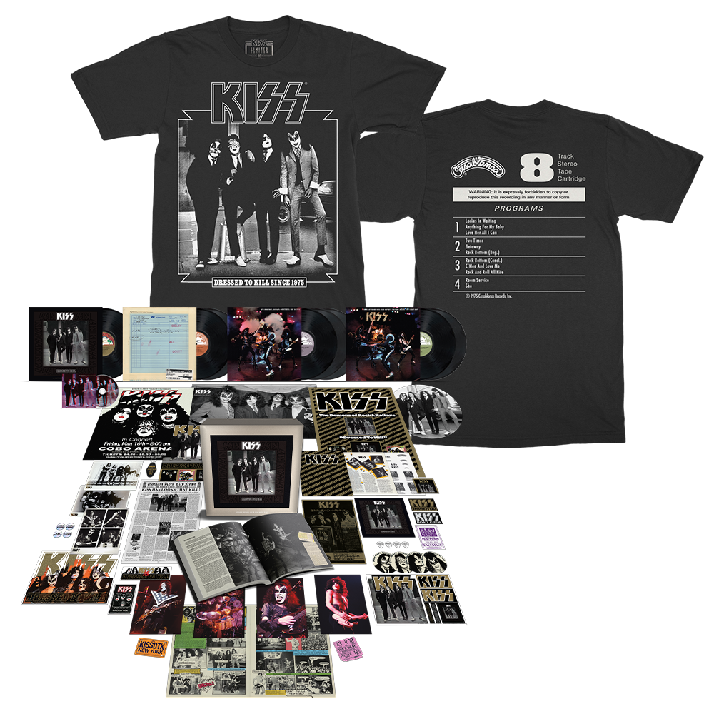 Kiss Dressed To Kill 50th Anniversary Super Deluxe 8LP + Blu-ray Audio + Dressed To Kill Since 1975 T-Shirt 423846