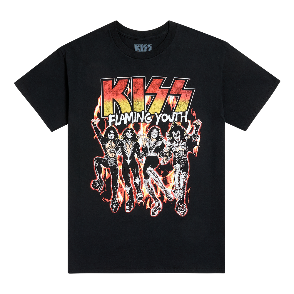 Kiss Flaming Youth / God Of Thunder 7” + Flaming Youth Single Cover T-Shirt Vinyl-Bundle 441749