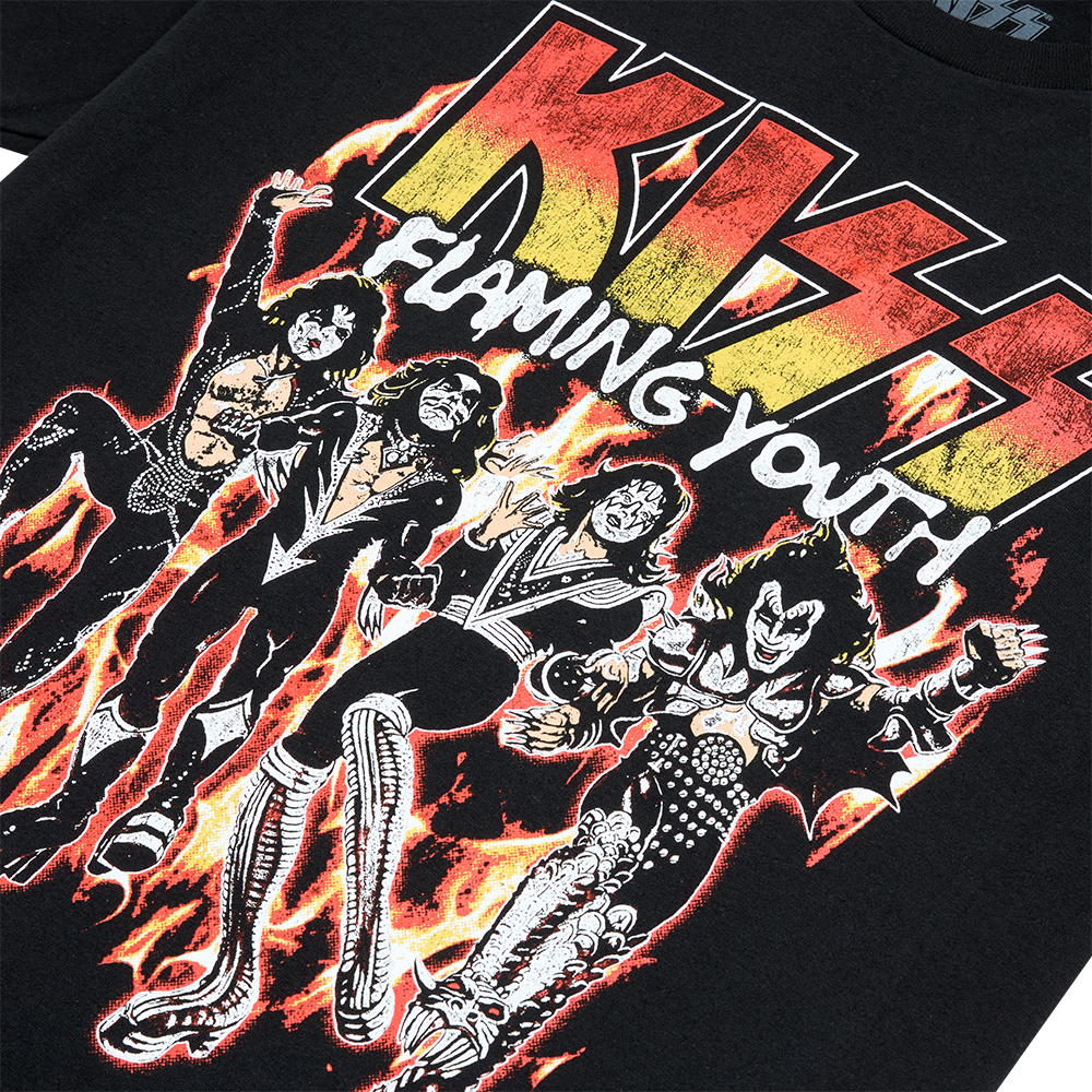 Kiss Flaming Youth / God Of Thunder 7” + Flaming Youth Single Cover T-Shirt Vinyl-Bundle 441751