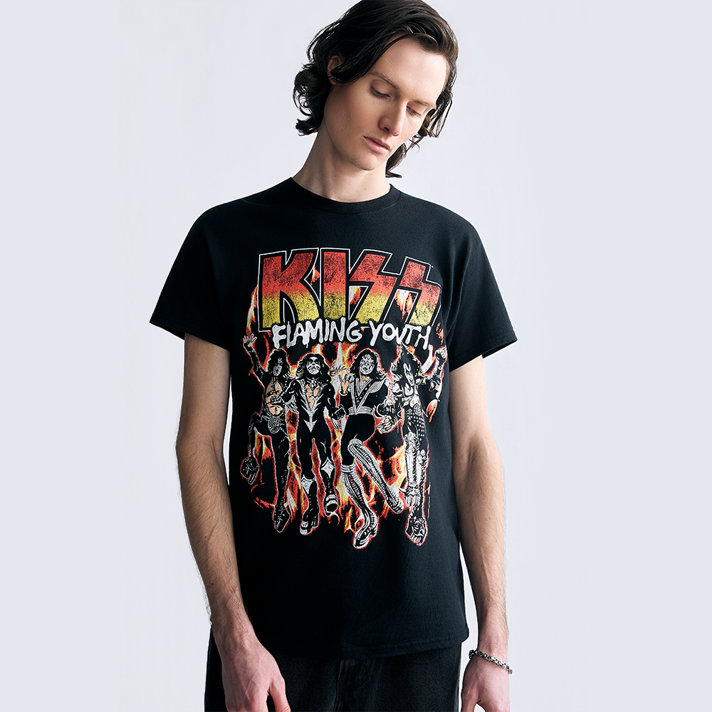 Kiss Flaming Youth / God Of Thunder 7” + Flaming Youth Single Cover T-Shirt Vinyl-Bundle 445225